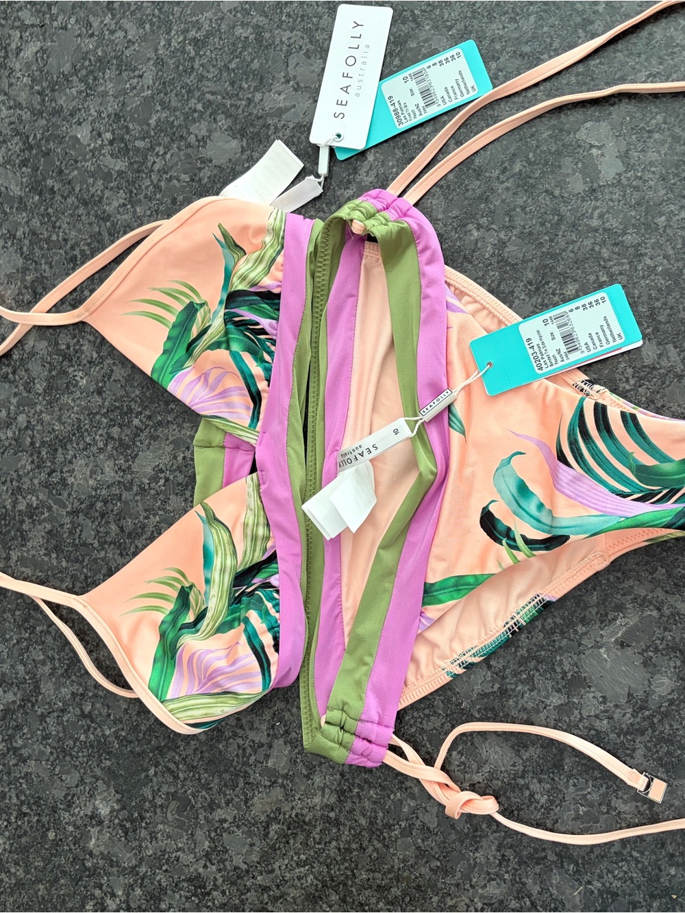 Seafolly Peach Triangle Bikini Top